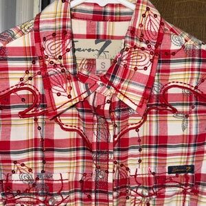 Seven snap up western blouse SMALL